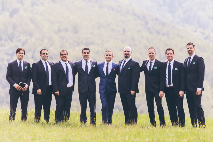 Groom Royal Blue Suit White Shirt Dark Blue Tie Orange Pocket Square Groomsmen Dark Blue Suits White Shirts Royal Blue Ties Green Pocket Squares Beautiful Pink Blue Tuscany Villa Wedding http://www.chloemurdochphotography.com/
