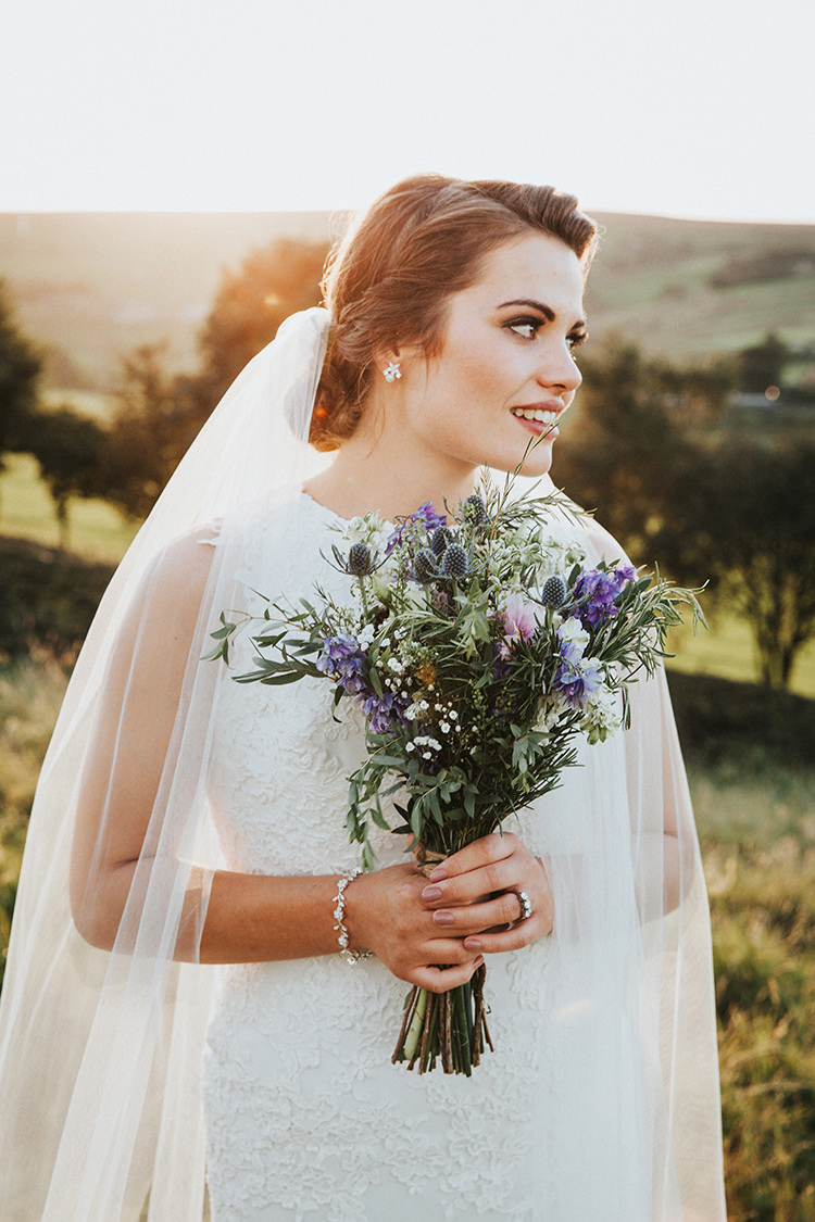 Bouquet Wild Thistle Foliage Bride Bridal Flowers Beautiful Flowery Country Marquee Wedding http://www.maddiefarrisphotography.co.uk/