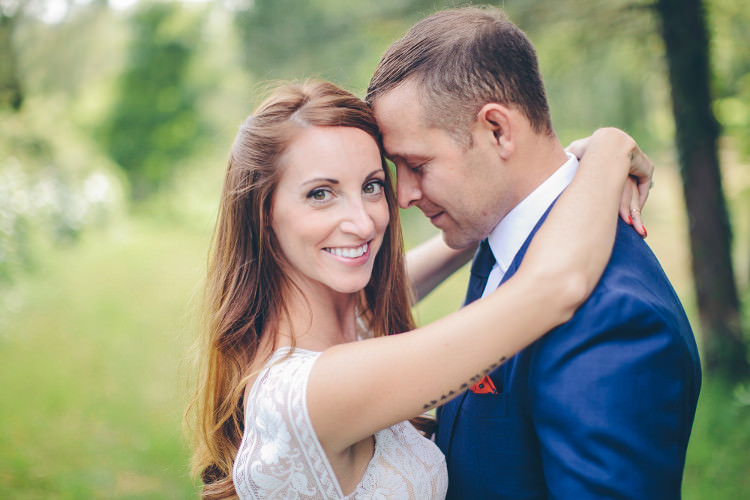 Bride Lace Two Piece Mermaid Bridal Gown Groom Royal Blue Suit White Shirt Dark Blue Tie Orange Pocket Square Beautiful Pink Blue Tuscany Villa Wedding http://www.chloemurdochphotography.com/