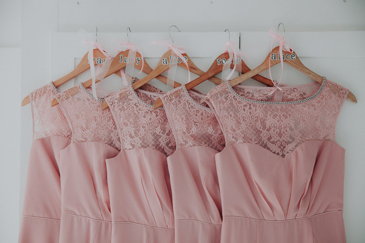 Custom Bridesmaid Hangers Dresses Beautiful Flowery Country Marquee Wedding http://www.maddiefarrisphotography.co.uk/
