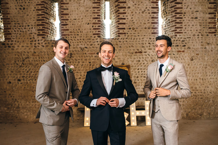 Navy Tuxedo Groom Suit Bow Tie Gorgeous Home Made Pink Gold Barn Wedding http://www.bethmoseleyphotography.co.uk/