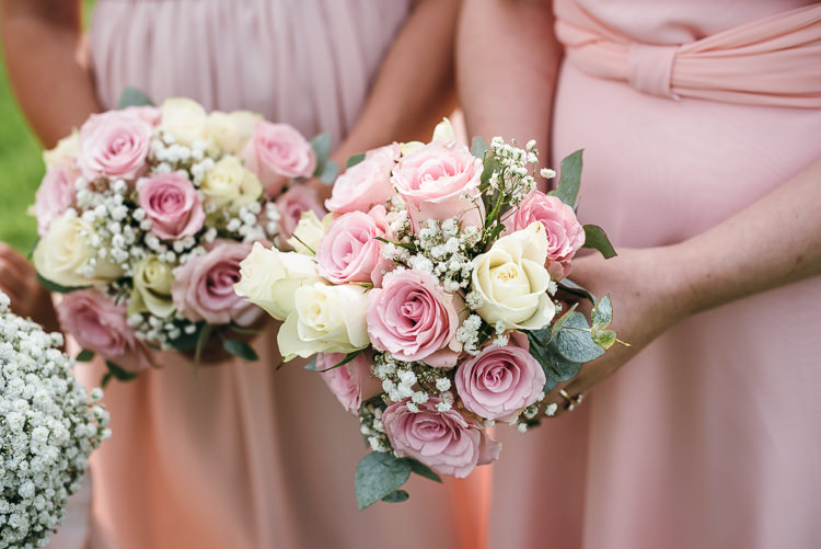 Pink Cream Rose Bouquets Bridesmaid Flowers Gorgeous Home Made Pink Gold Barn Wedding http://www.bethmoseleyphotography.co.uk/