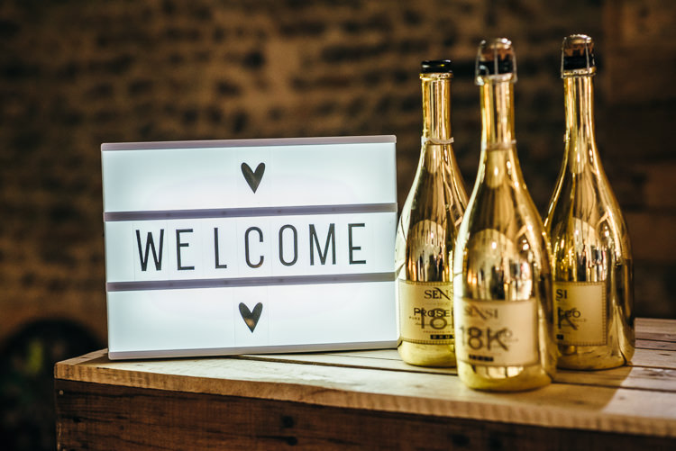 Light Box Sign Welcome Gorgeous Home Made Pink Gold Barn Wedding http://www.bethmoseleyphotography.co.uk/