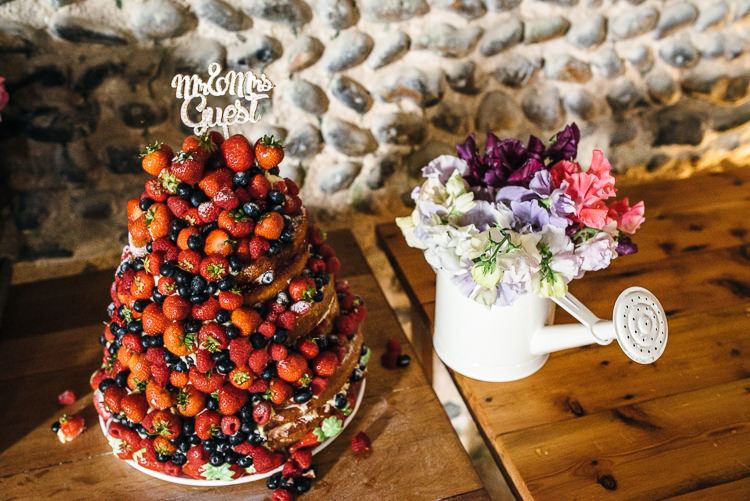 Naked Cake Fruit Berries Topper Layer Victoria Sponge Gorgeous Home Made Pink Gold Barn Wedding http://www.bethmoseleyphotography.co.uk/