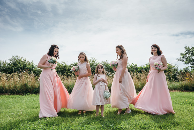 Long Pink Bridesmaid Dresses DIY Gorgeous Home Made Pink Gold Barn Wedding http://www.bethmoseleyphotography.co.uk/