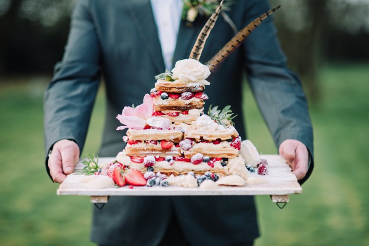Waffle Wedding Cake Bohemian Styled Vow Renewal https://libertypearlphotography.com/