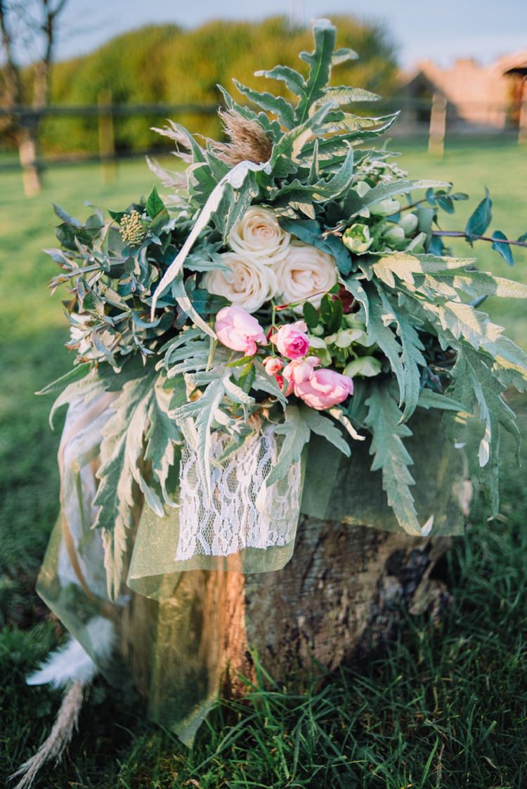 Large Bouquet Flowers Wild Natural Greenery Foliage Wedding Bohemian Styled Vow Renewal https://libertypearlphotography.com/