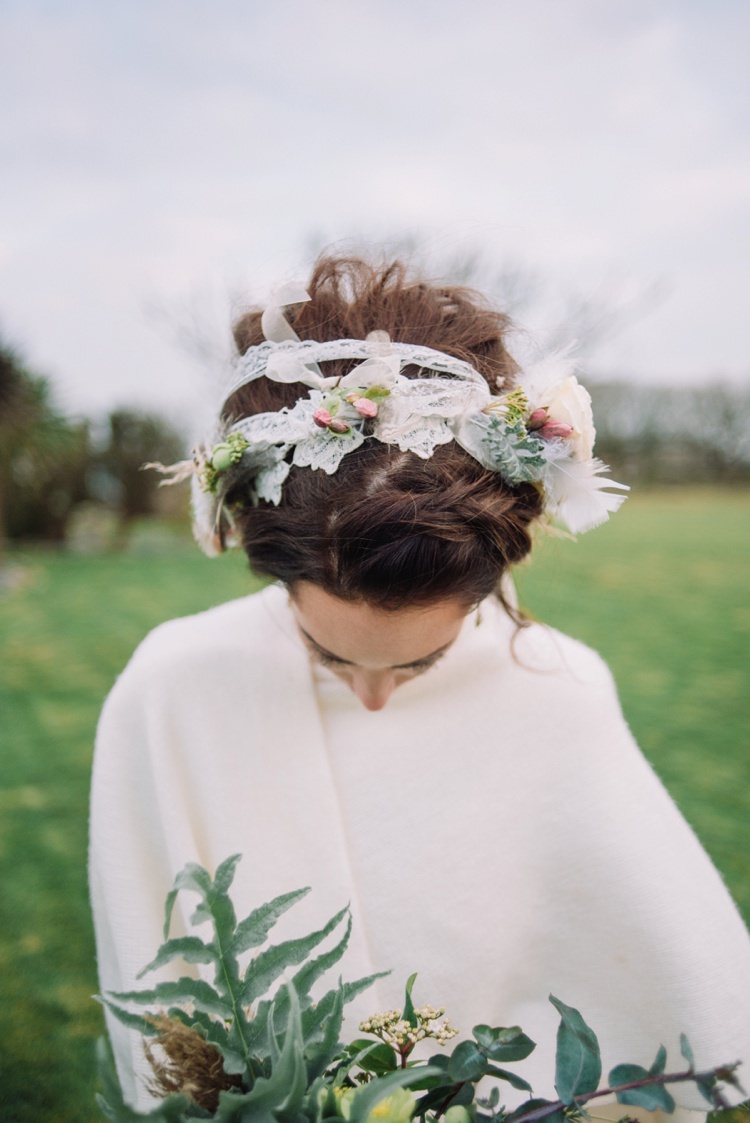Hair Band Flowers Accessory Bride Bridal Wedding Bohemian Styled Vow Renewal https://libertypearlphotography.com/