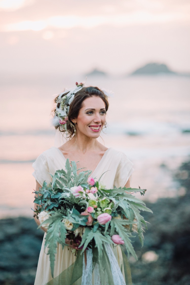 Bride Bridal Hair Make Up Bouquet Flowers Large Wild Bohemian Styled Vow Renewal https://libertypearlphotography.com/