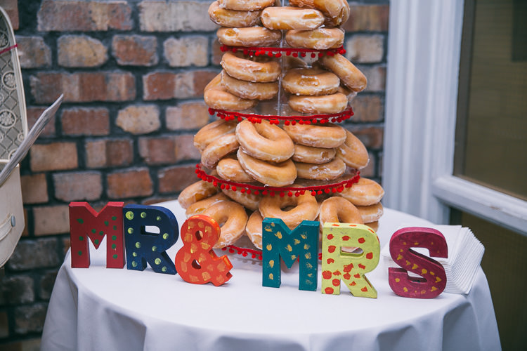 Donut Tower Day of the Dead Planetarium Space Frida Kahlo Colourful Wedding http://carohutchings.com/