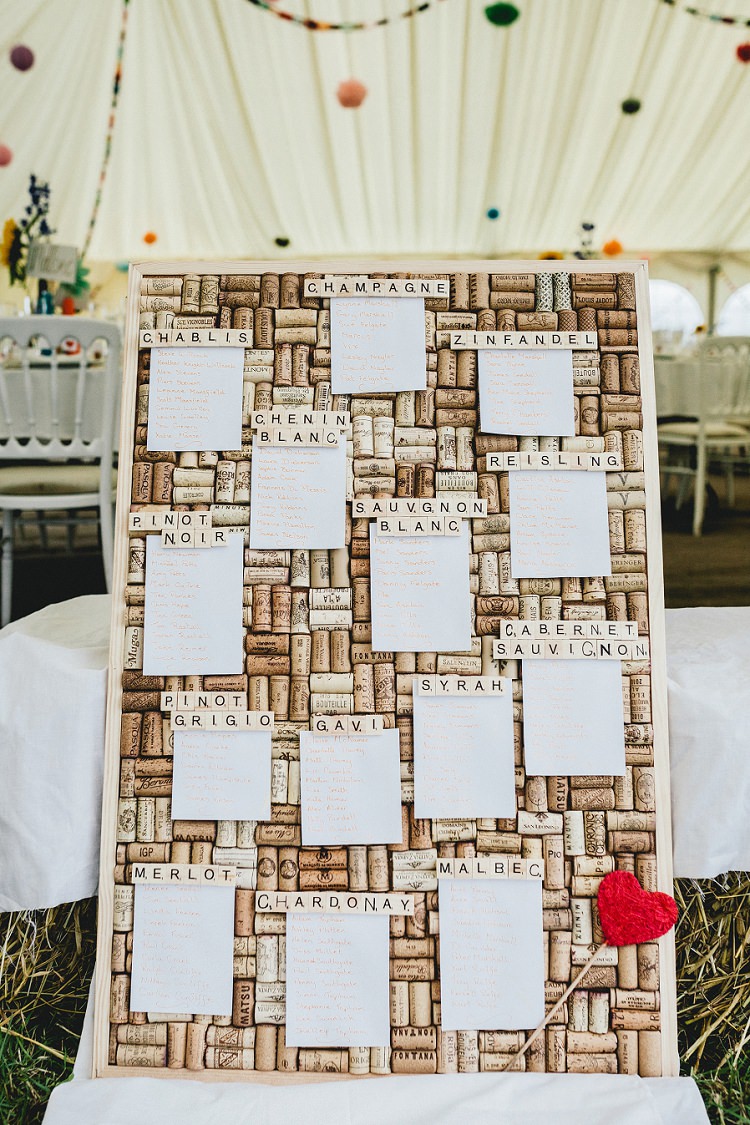 Cork Seating Plan Table Chart Drink Names All Things Big Bright Beautiful Multicolour Wedding http://benjaminmathers.co.uk/