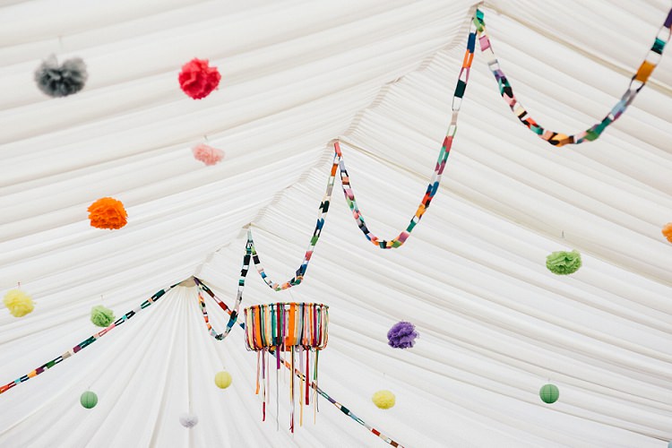 Rainbow Decor Pom Paperchains All Things Big Bright Beautiful Multicolour Wedding http://benjaminmathers.co.uk/