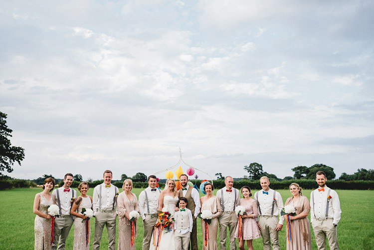 Bridesmaids Groomsmen Bride Groom All Things Big Bright Beautiful Multicolour Wedding http://benjaminmathers.co.uk/