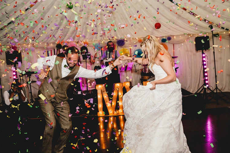 Confetti Canon Bomb First Dance All Things Big Bright Beautiful Multicolour Wedding http://benjaminmathers.co.uk/ 