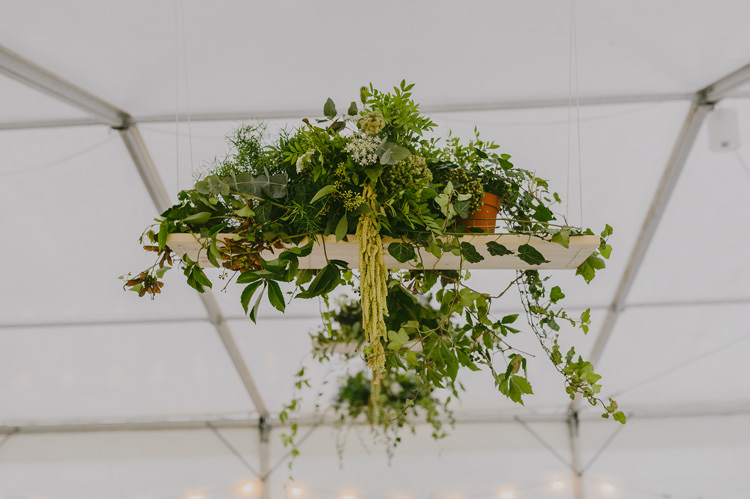 Reception White Marquee Hanging Décor Greenery Lights Natural Greenery Stylish Wedding Transylvania https://raresion.com/
