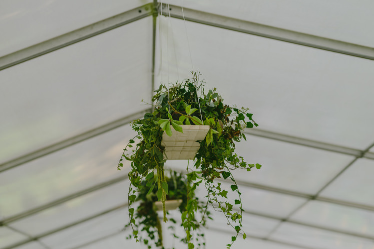 Reception White Marquee Hanging Décor Greenery Natural Greenery Stylish Wedding Transylvania https://raresion.com/