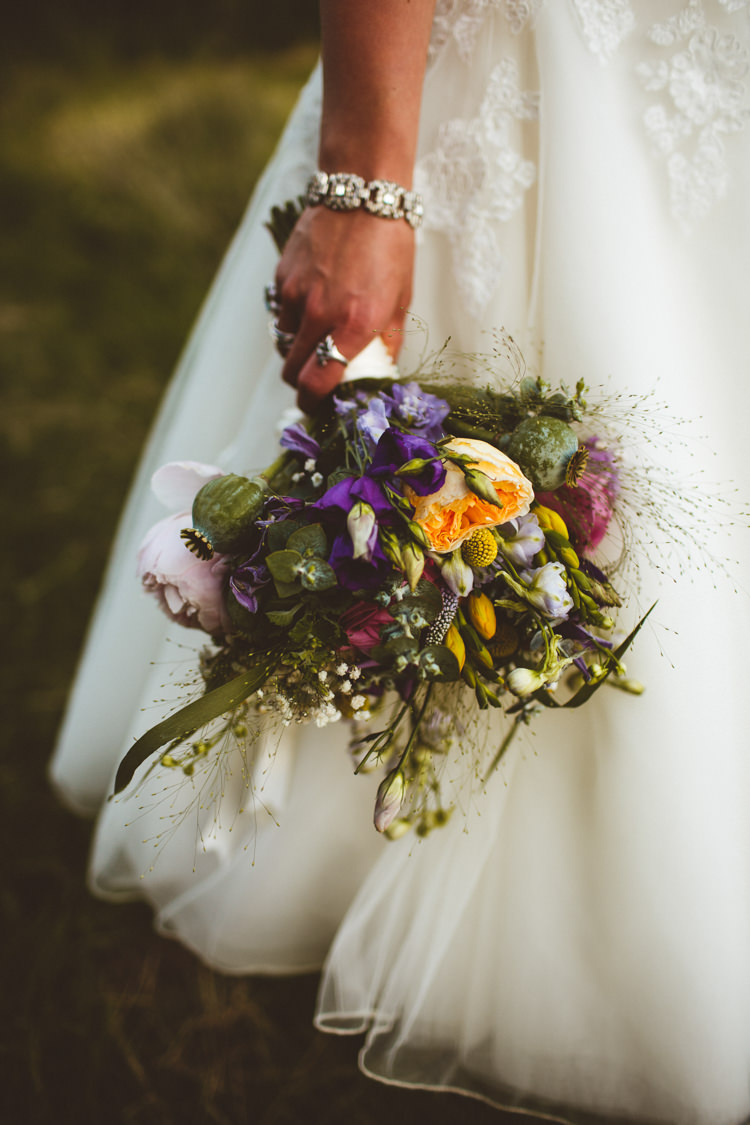 Bouquet Flowers Bride Bridal Pink Yellow Purple Daisy Rose Peony Pretty DIY Outdoor Village Hall Wedding https://photography34.co.uk/ 