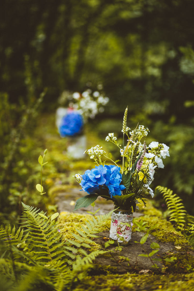 Floral Lace Jars Flowers Decor Pretty DIY Outdoor Village Hall Wedding https://photography34.co.uk/