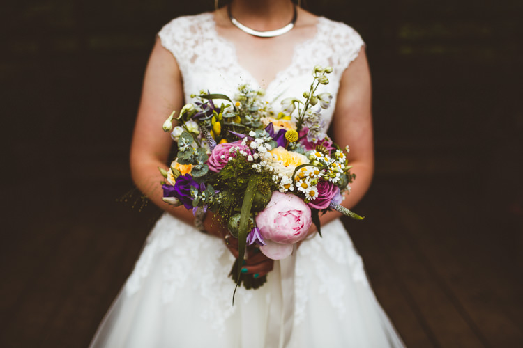 Yellow Pink Bouquet Flowers Peony Rose Bride Bridal Pretty DIY Outdoor Village Hall Wedding https://photography34.co.uk/ 