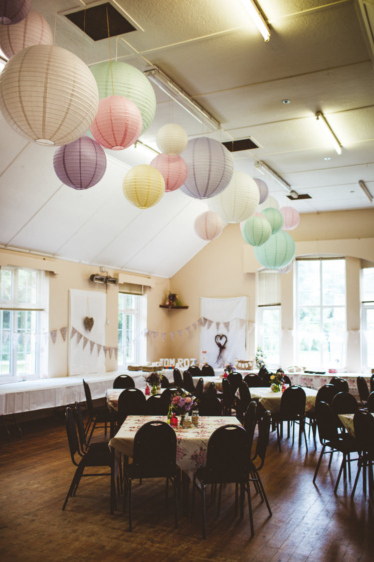 Pastel Paper Lanterns Pretty DIY Outdoor Village Hall Wedding https://photography34.co.uk/