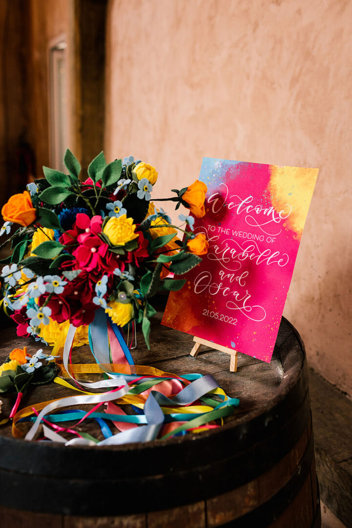 Felt Flowers Alternative Wedding Bouquet Teddy Pig Photography