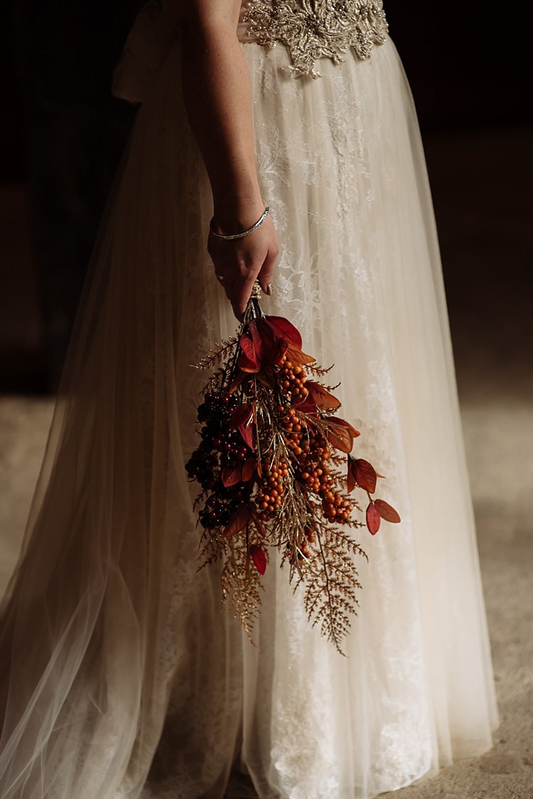 Artificial Bouquet Flowers Bride Bridal Leaves Outdoor Woodland Autumn Banquet Wedding http://toastofleeds.co.uk/