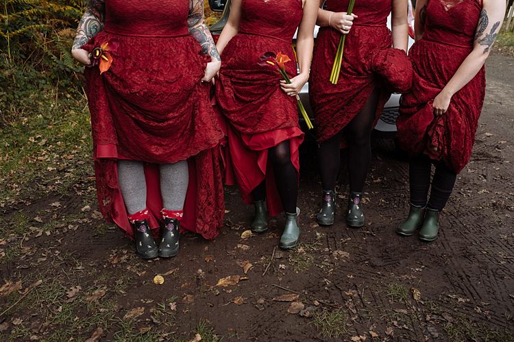 Wellies Bridesmaids Outdoor Woodland Autumn Banquet Wedding http://toastofleeds.co.uk/