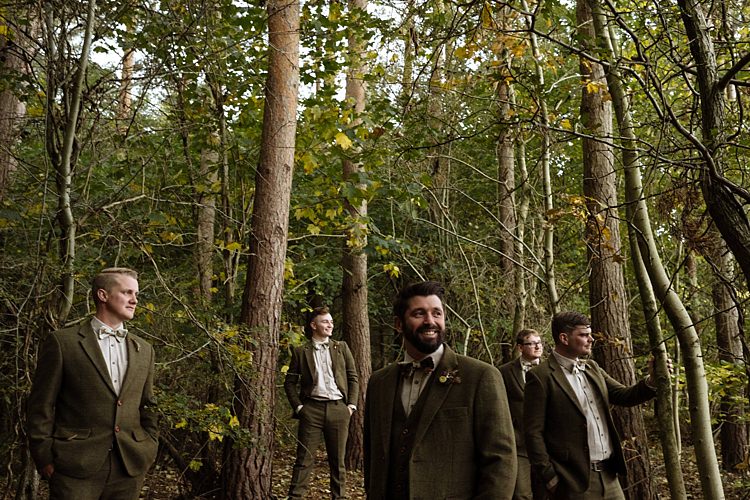 Brown Tweed Groomsmen Suits Bow Ties Outdoor Woodland Autumn Banquet Wedding http://toastofleeds.co.uk/