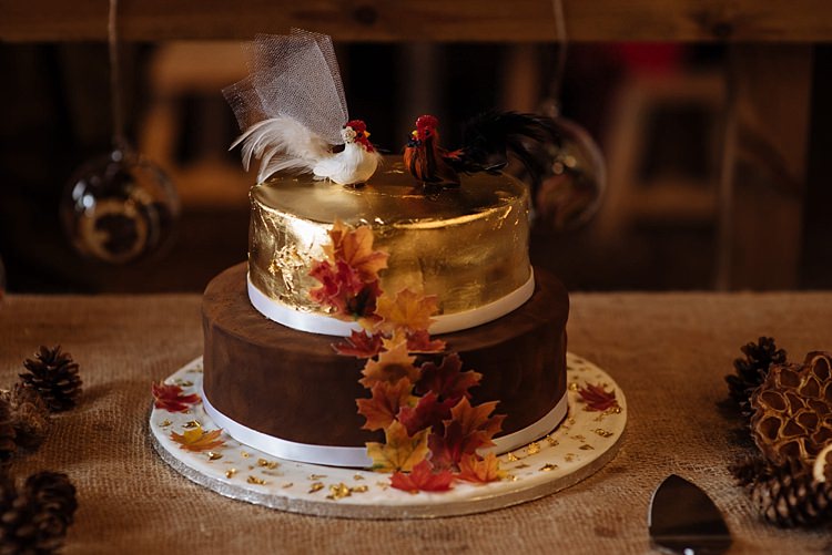 Gold Leaf Cake Outdoor Woodland Autumn Banquet Wedding http://toastofleeds.co.uk/