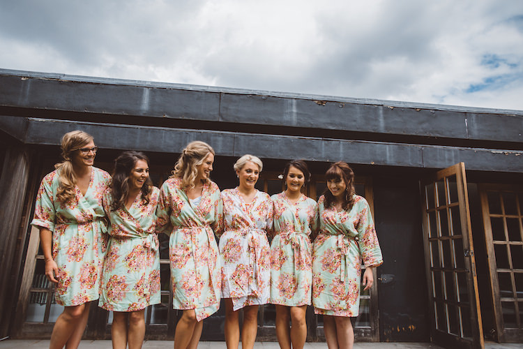 Bride Bridesmaids Floral Dressing Gowns Cotswolds Country House Marquee Wedding http://www.wearegatheredheretoday.com/