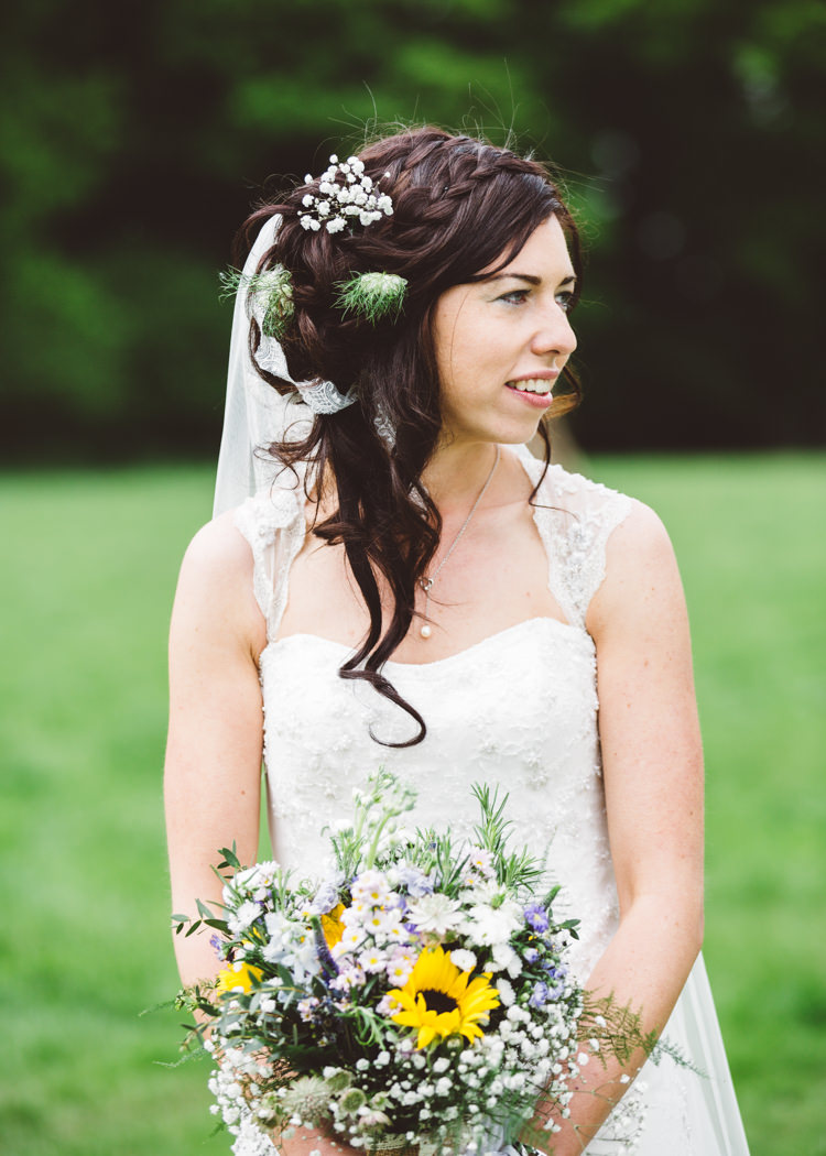 Hair Bride Bridal Style Plait Braid Flowers Natural Woodland Hessian Lace Wedding http://holliecarlinphotography.com/