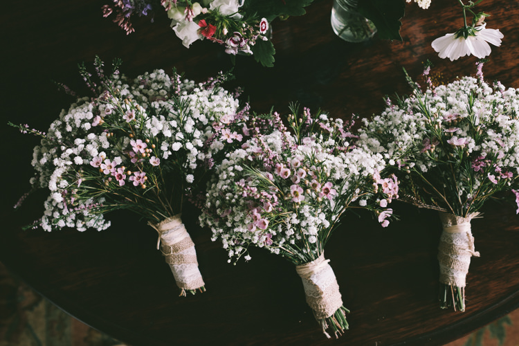 Wax Flower Gypsophila Bouquets Bridesmaids Pretty Light Pink Country House Wedding http://jonathanryderphotography.com/