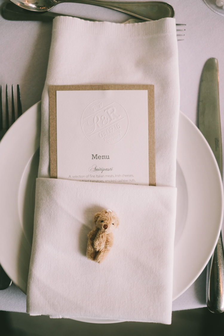 Teddy Bear Favour Place Setting Pretty Light Pink Country House Wedding http://jonathanryderphotography.com/
