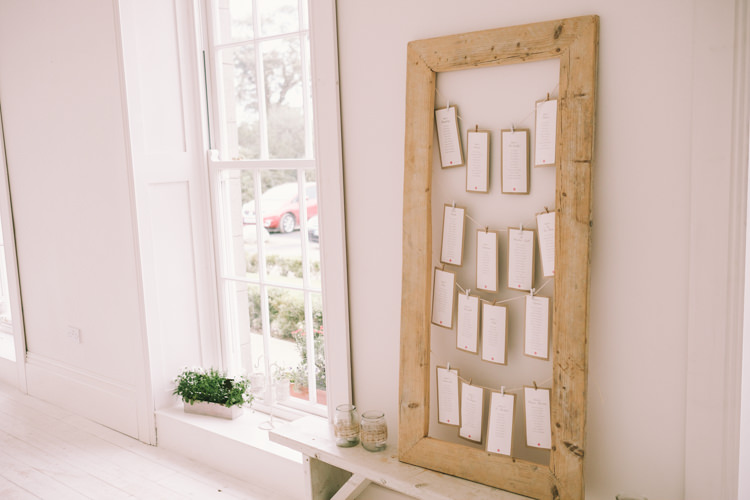 Seating Plan Chart Luggage Tag Frame Pegs Pretty Light Pink Country House Wedding http://jonathanryderphotography.com/