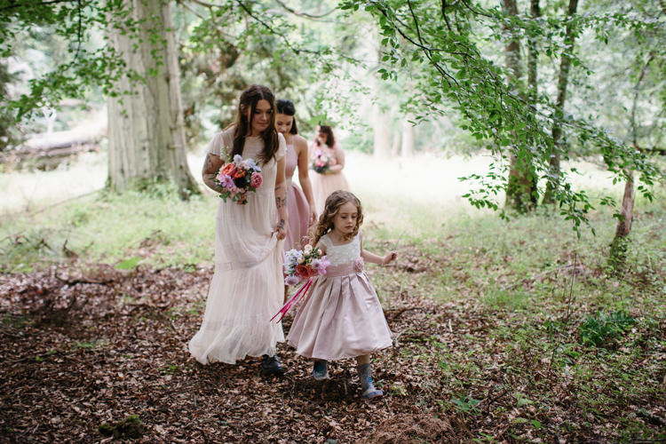 Mismatched Pink Bridesmaid Dresses Flower Girl Intimate Indie Woodland Wedding http://www.caroweiss.com/