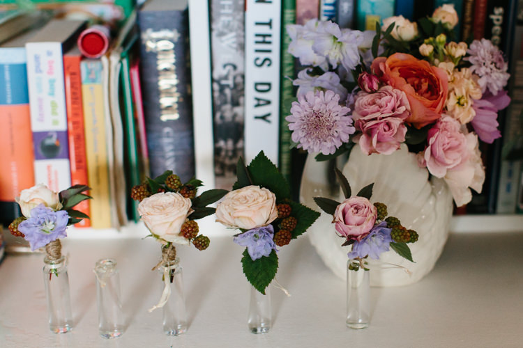 Buttonholes Berries Roses Intimate Indie Woodland Wedding http://www.caroweiss.com/