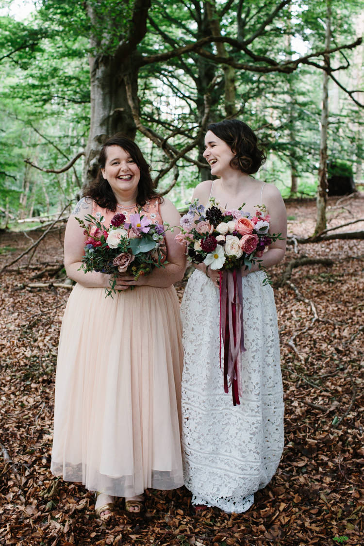 Bouquets Bride Bridal Bridesmaid Marsala Pink Burgundy Ribbons Intimate Indie Woodland Wedding http://www.caroweiss.com/