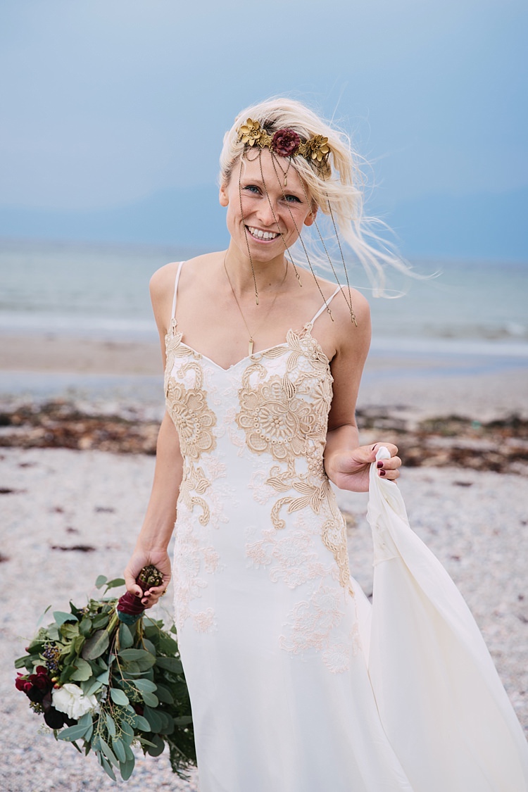 Laura Jayne Jones Bespoke Gold Bodice Wild Artistic Ethereal Wedding http://sarahannweddings.com/