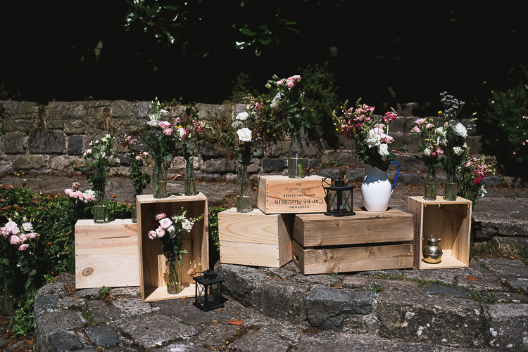 Crate Wooden Boxes Flowers Relaxed Outdoor City Park Festival Wedding http://kristianlevenphotography.co.uk/