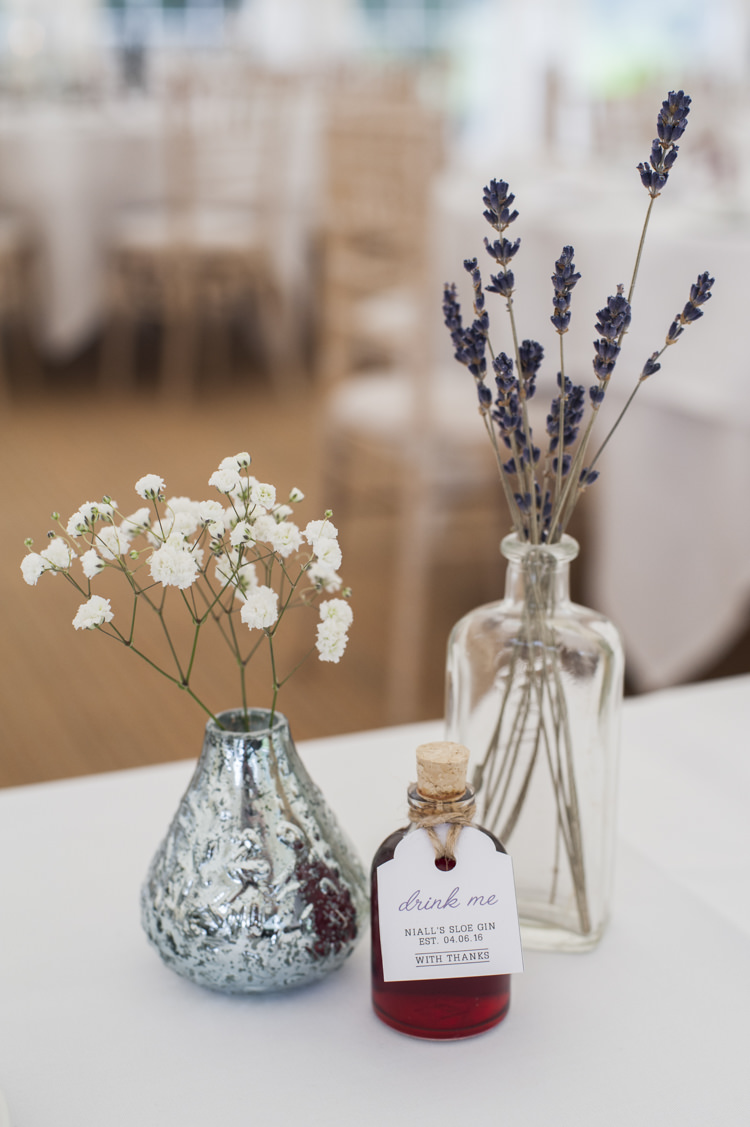 Bottle Flowers Lavender Gyp Gypsophila Whimsical Summery Lilac Wedding http://eleanorjaneweddings.co.uk/