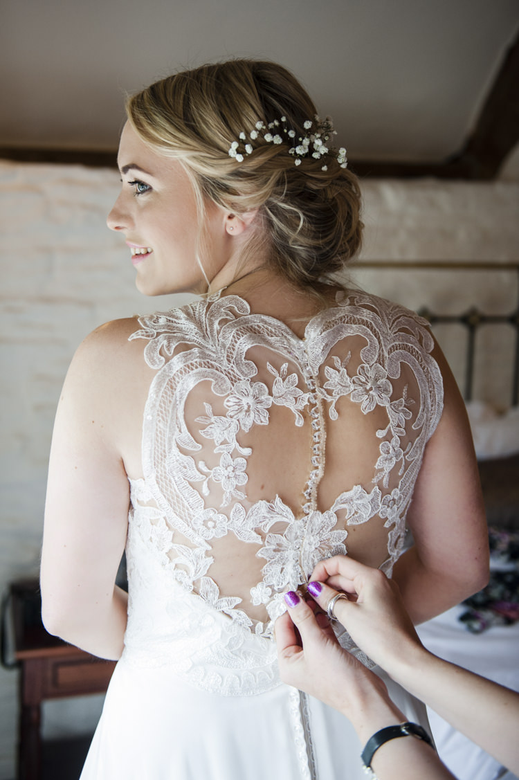 Illusion Back Dress Gown Bride Bridal Buttons Whimsical Summery Lilac Wedding http://eleanorjaneweddings.co.uk/