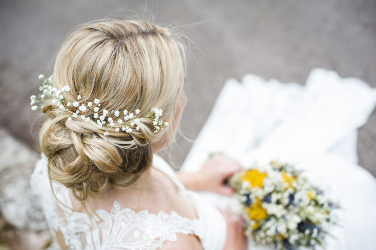 Hair Bride Bridal Flowers Gyp Gypsophila Whimsical Summery Lilac Wedding http://eleanorjaneweddings.co.uk/