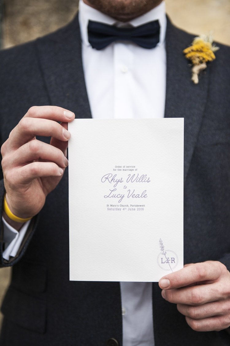 Stationery Order Of Service Invitation Whimsical Summery Lilac Wedding http://eleanorjaneweddings.co.uk/
