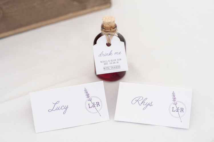 Mini Bottle Drink Favours Whimsical Summery Lilac Wedding http://eleanorjaneweddings.co.uk/