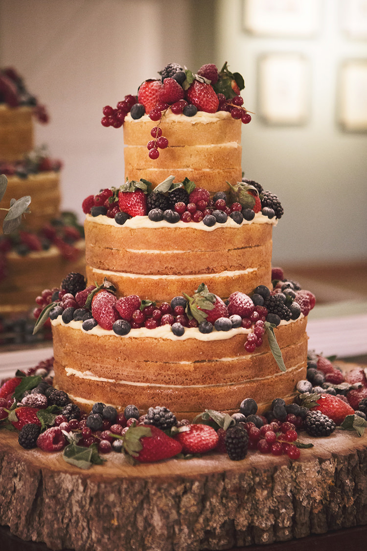Naked Cake Rustic Berries Elegant Luxe Red Blue Winter Wedding http://www.bennicarolweddingphotography.com/