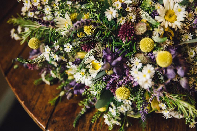Purple Yellow Flowers Arrangement Sweet Quirky Yellow Antique Wedding https://www.redonblonde.com/