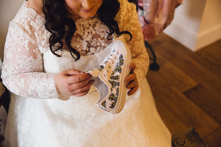 Custom Converse Shoes Trainers Bees Sweet Quirky Yellow Antique Wedding https://www.redonblonde.com/