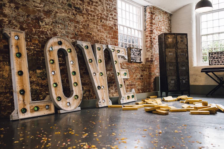 LOVE Letter Lights Sweet Quirky Yellow Antique Wedding https://www.redonblonde.com/
