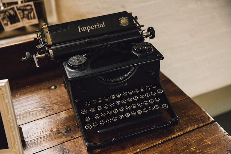 Vintage Typewriter Sweet Quirky Yellow Antique Wedding https://www.redonblonde.com/