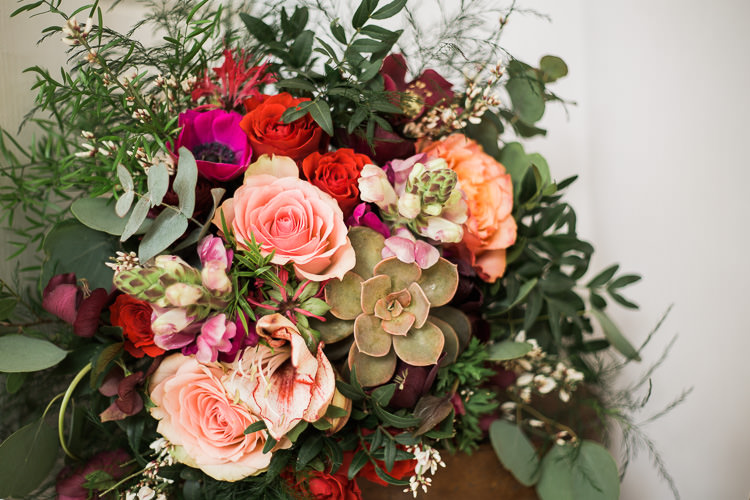 Flowers Roses Succulents Greenery Luxe Copper & Red Wedding Ideas http://www.danielle-smith-photography.com/